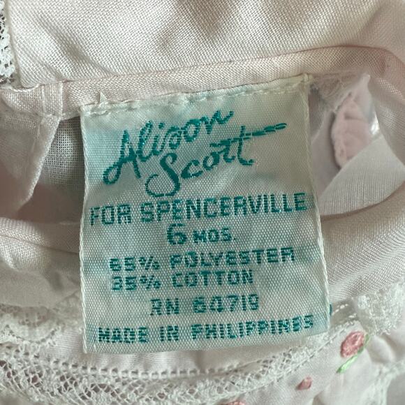 Vintage Alison Scott Romper One Piece Size 6 mos Lace Embroidered Dainty - Picture 15 of 16